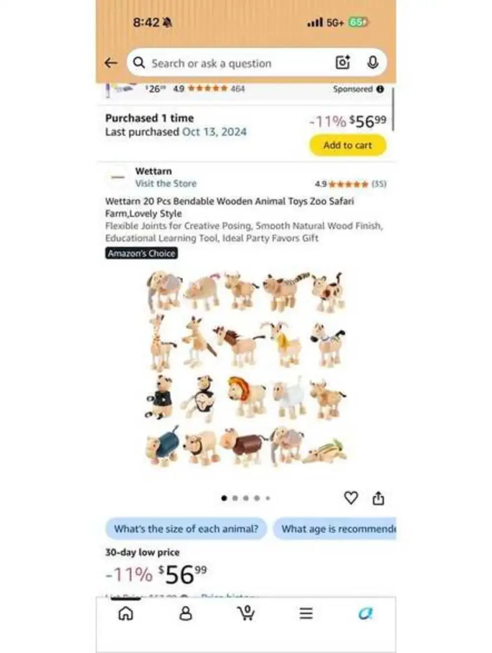 Wettarn Bendable Wooden Animal Toys